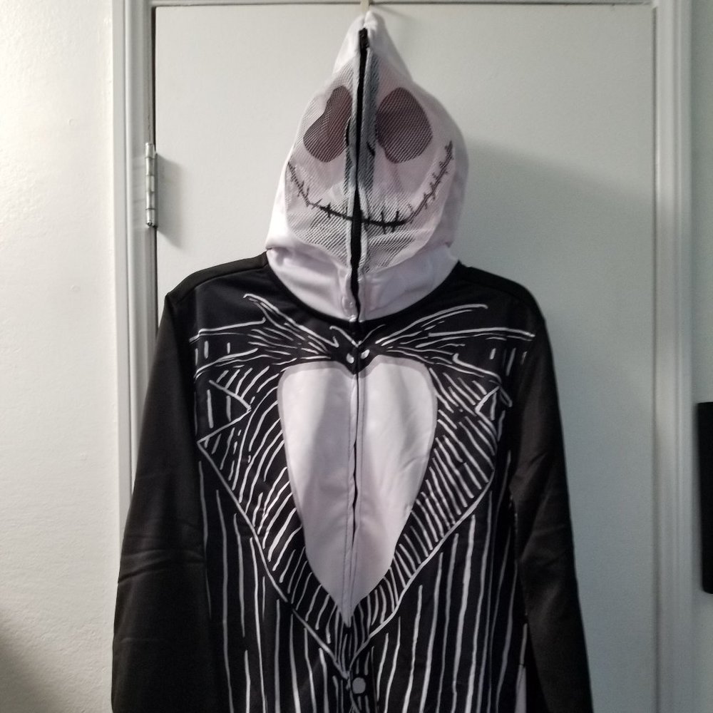Jack Skelington costume hoodie long sleeve mesh face